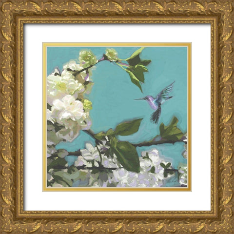 Hummingbird Florals I Gold Ornate Wood Framed Art Print with Double Matting by Novak, Rick