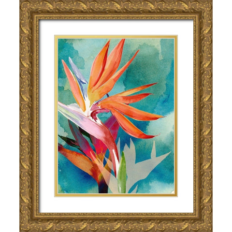 Vivid Birds of Paradise II Gold Ornate Wood Framed Art Print with Double Matting by Parker, Jennifer Paxton