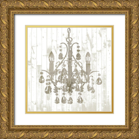 Shiplap Chandelier I Gold Ornate Wood Framed Art Print with Double Matting by Goldberger, Jennifer