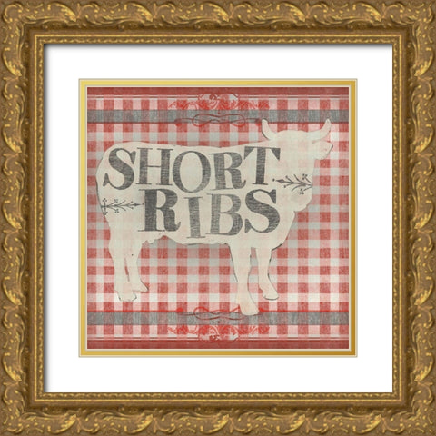 Gingham BBQ III Gold Ornate Wood Framed Art Print with Double Matting by Vess, June Erica
