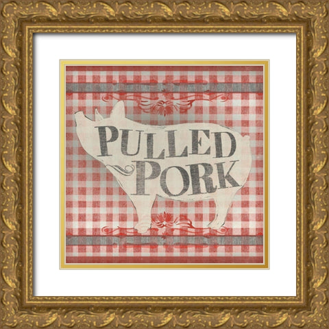 Gingham BBQ IV Gold Ornate Wood Framed Art Print with Double Matting by Vess, June Erica