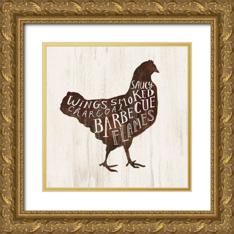 Farmhouse BBQ III Gold Ornate Wood Framed Art Print with Double Matting by Borges, Victoria