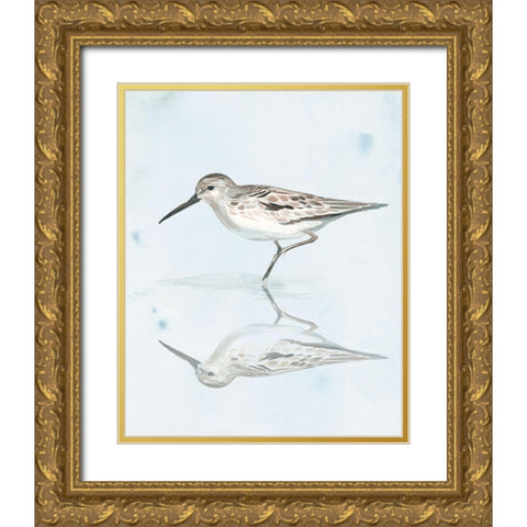 Sandpiper Reflections II Gold Ornate Wood Framed Art Print with Double Matting by Parker, Jennifer Paxton
