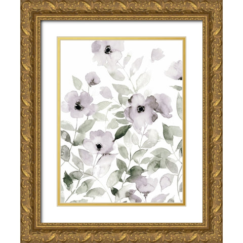 Wild Roses I Gold Ornate Wood Framed Art Print with Double Matting by Popp, Grace