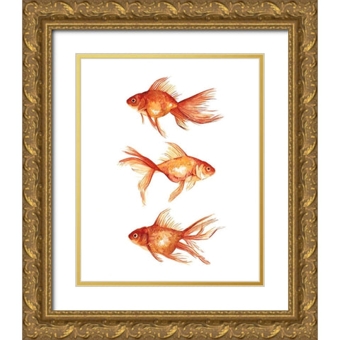 Ornamental Goldfish III Gold Ornate Wood Framed Art Print with Double Matting by Scarvey, Emma