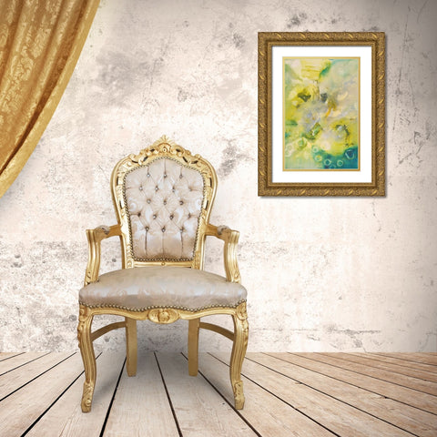 Turquoise Flow II Gold Ornate Wood Framed Art Print with Double Matting by Gardner, Jennifer