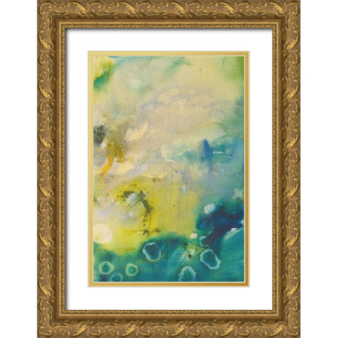 Turquoise Flow III Gold Ornate Wood Framed Art Print with Double Matting by Gardner, Jennifer