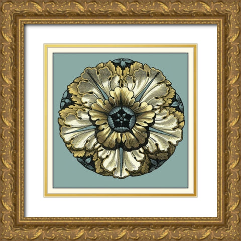 Floral Medallion V Gold Ornate Wood Framed Art Print with Double Matting by Vision Studio