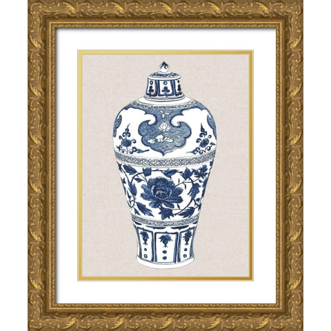 Antique Chinese Vase I Gold Ornate Wood Framed Art Print with Double Matting by Wang, Melissa