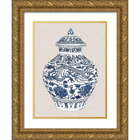 Antique Chinese Vase III Gold Ornate Wood Framed Art Print with Double Matting by Wang, Melissa