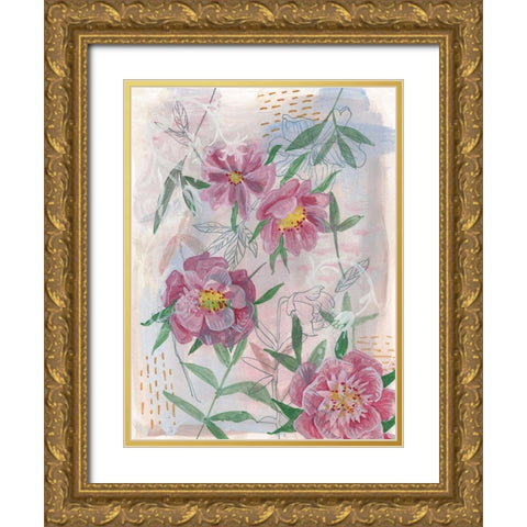 Spring Composition I Gold Ornate Wood Framed Art Print with Double Matting by Wang, Melissa