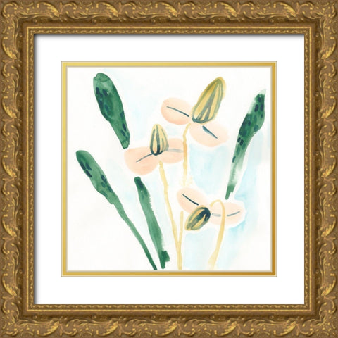 Garden Essence I Gold Ornate Wood Framed Art Print with Double Matting by Vess, June Erica