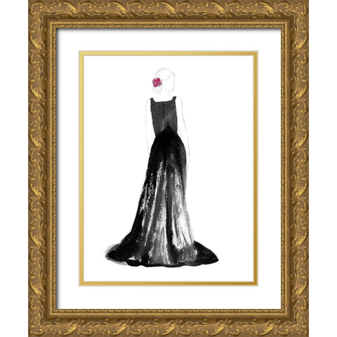 Black Dress I Gold Ornate Wood Framed Art Print with Double Matting by Ludwig, Alicia