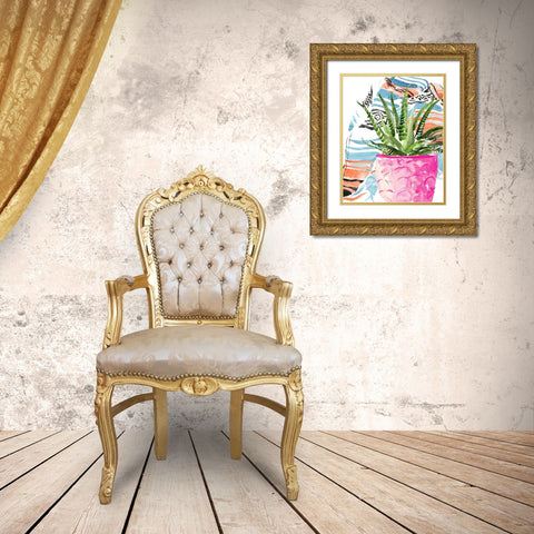 Zebra Succulent I Gold Ornate Wood Framed Art Print with Double Matting by Parker, Jennifer Paxton