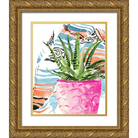 Zebra Succulent I Gold Ornate Wood Framed Art Print with Double Matting by Parker, Jennifer Paxton