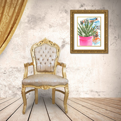 Zebra Succulent II Gold Ornate Wood Framed Art Print with Double Matting by Parker, Jennifer Paxton