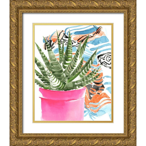 Zebra Succulent II Gold Ornate Wood Framed Art Print with Double Matting by Parker, Jennifer Paxton
