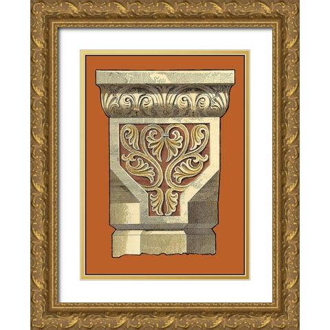 Graphic Capital V Gold Ornate Wood Framed Art Print with Double Matting by Vision Studio