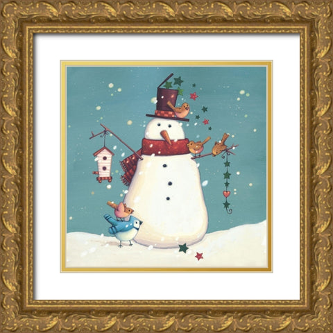 Folk Snowman I Gold Ornate Wood Framed Art Print with Double Matting by Eisner, Viv