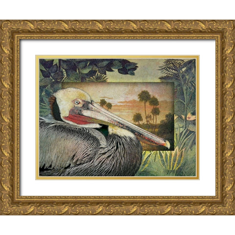 Pelican Paradise I Gold Ornate Wood Framed Art Print with Double Matting by Hunziker, Steve