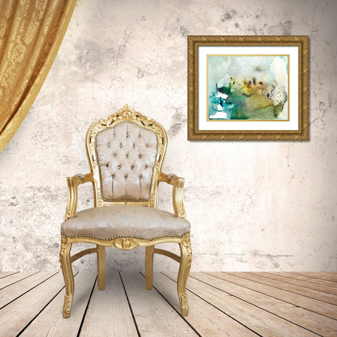 Organic Abstract Gold Ornate Wood Framed Art Print with Double Matting by Bramma, Lila