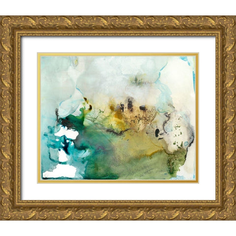 Organic Abstract Gold Ornate Wood Framed Art Print with Double Matting by Bramma, Lila