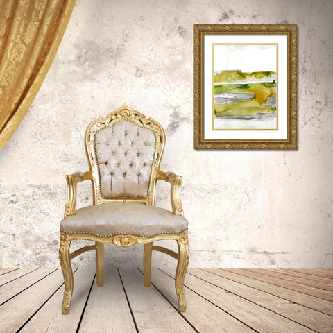 Organic Seascape Green II Gold Ornate Wood Framed Art Print with Double Matting by Bramma, Lila