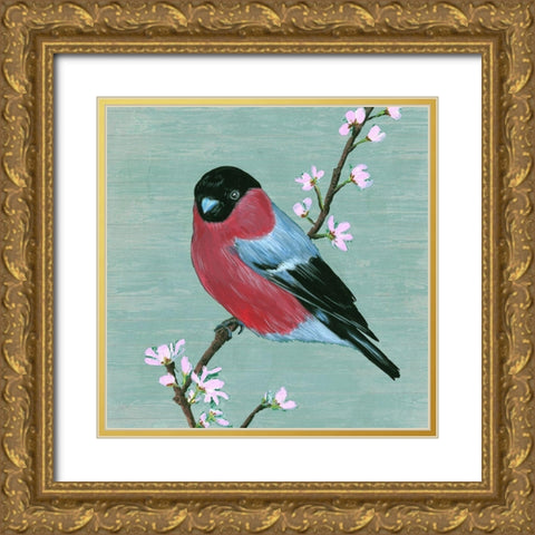 Bird and Blossoms I Gold Ornate Wood Framed Art Print with Double Matting by Wang, Melissa