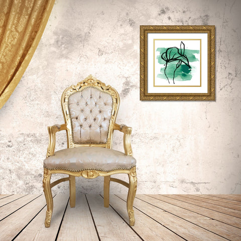 Tropical Sumi-e I Gold Ornate Wood Framed Art Print with Double Matting by Vess, June Erica