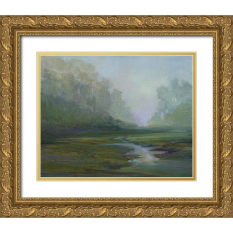 Early Morning Fog Gold Ornate Wood Framed Art Print with Double Matting by Finch, Sheila