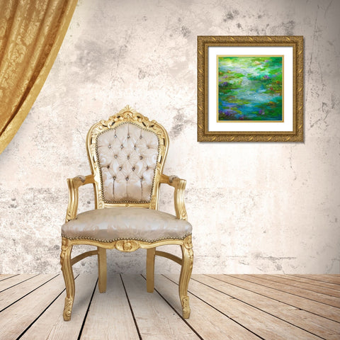 Water Lily Pond #1 Gold Ornate Wood Framed Art Print with Double Matting by Finch, Sheila