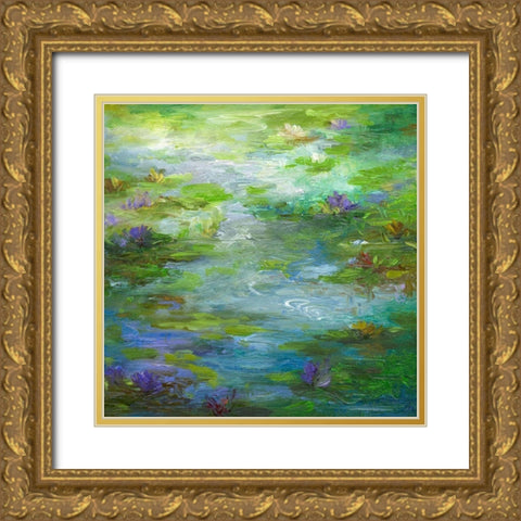 Water Lily Pond #1 Gold Ornate Wood Framed Art Print with Double Matting by Finch, Shiela