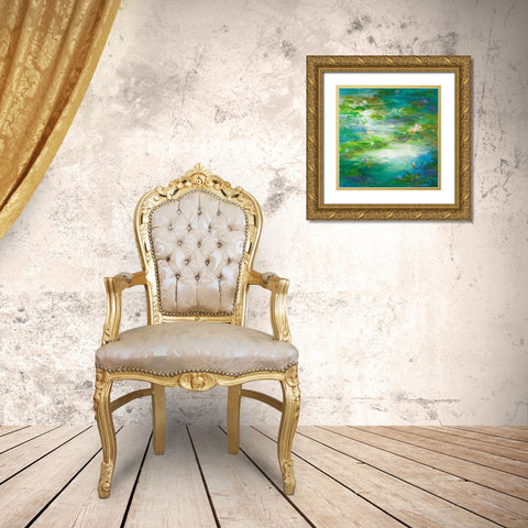 Water Lily Pond #2 Gold Ornate Wood Framed Art Print with Double Matting by Finch, Sheila