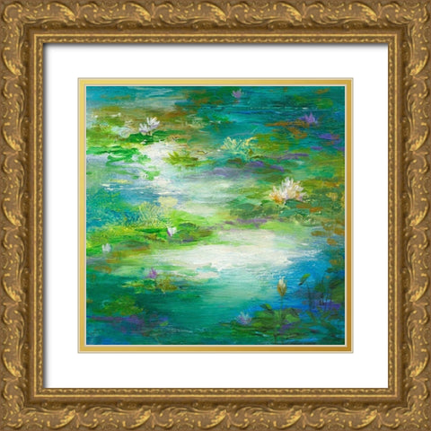 Water Lily Pond #2 Gold Ornate Wood Framed Art Print with Double Matting by Finch, Sheila