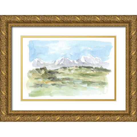 Mountain Watercolor I Gold Ornate Wood Framed Art Print with Double Matting by Harper, Ethan