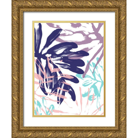 Miami Floral I Gold Ornate Wood Framed Art Print with Double Matting by Vess, June Erica