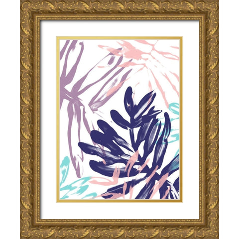 Miami Floral II Gold Ornate Wood Framed Art Print with Double Matting by Vess, June Erica