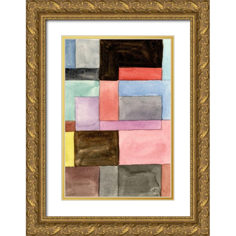Primary Blocks II Gold Ornate Wood Framed Art Print with Double Matting by Wang, Melissa