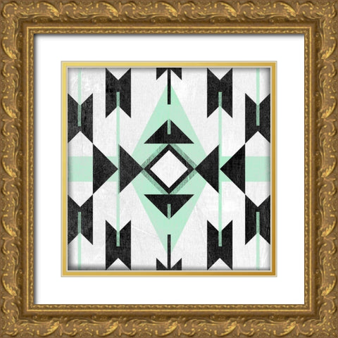 Modern Aztec Motif II Gold Ornate Wood Framed Art Print with Double Matting by Vess, June Erica