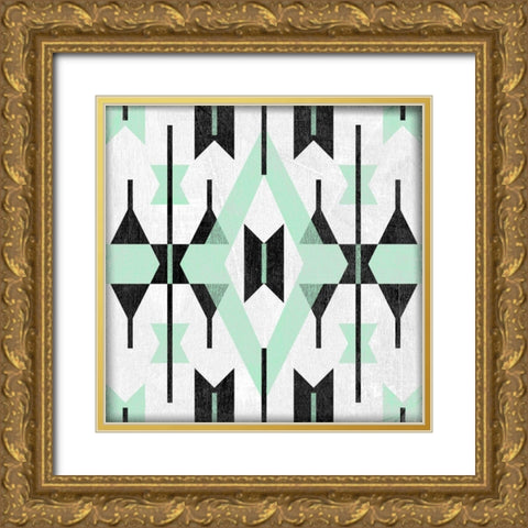 Modern Aztec Motif III Gold Ornate Wood Framed Art Print with Double Matting by Vess, June Erica