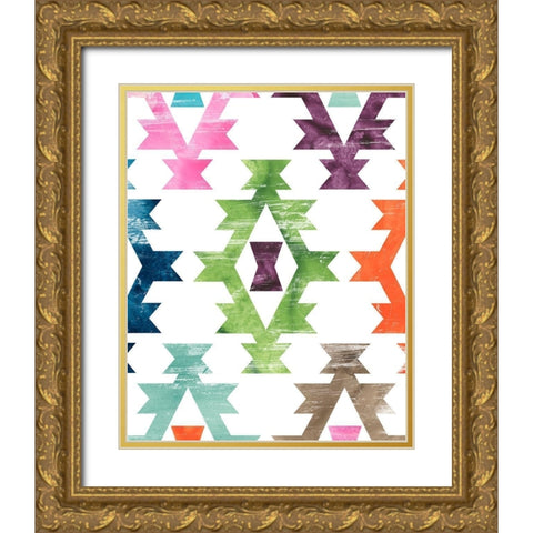 Aztec Brights II Gold Ornate Wood Framed Art Print with Double Matting by Vess, June Erica