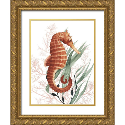 Seahorse Treasures I Gold Ornate Wood Framed Art Print with Double Matting by Popp, Grace
