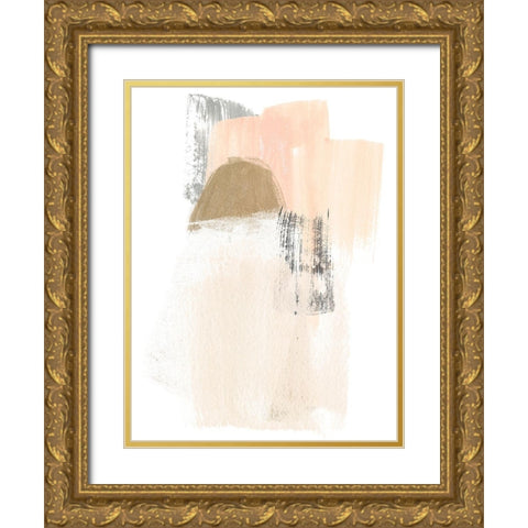 Blush Abstract V Gold Ornate Wood Framed Art Print with Double Matting by Vess, June Erica
