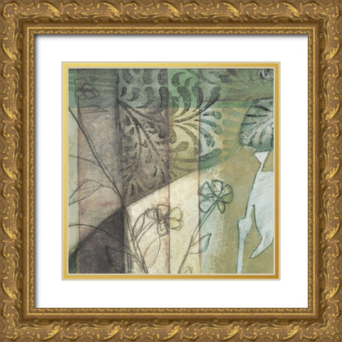 Non-Embld. Stained Glass Garden I Gold Ornate Wood Framed Art Print with Double Matting by Goldberger, Jennifer