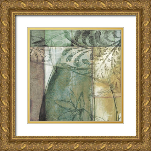 Non-Embld. Stained Glass Garden II Gold Ornate Wood Framed Art Print with Double Matting by Goldberger, Jennifer