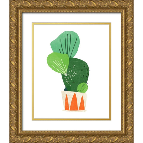 Happy Plants I Gold Ornate Wood Framed Art Print with Double Matting by Vess, June Erica