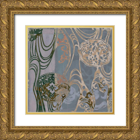 Medallions and Damask II Gold Ornate Wood Framed Art Print with Double Matting by Goldberger, Jennifer