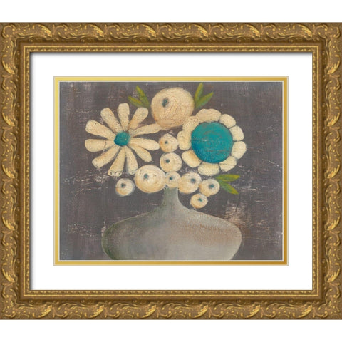 Crackled Bouquet I Gold Ornate Wood Framed Art Print with Double Matting by Moore, Regina