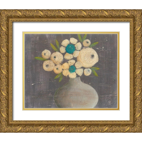 Crackled Bouquet II Gold Ornate Wood Framed Art Print with Double Matting by Moore, Regina