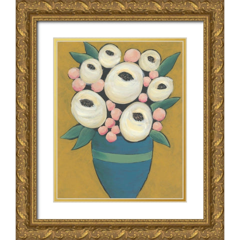 Country Garden Bouquet I Gold Ornate Wood Framed Art Print with Double Matting by Moore, Regina